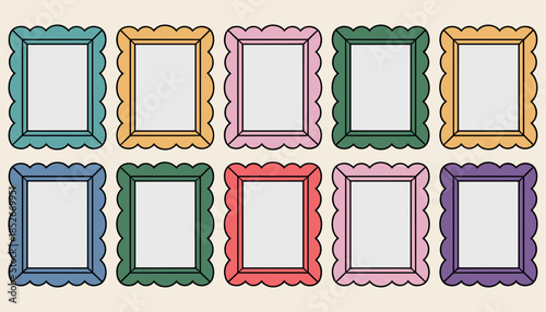Colorful frames with scalloped edges empty frames frame templates