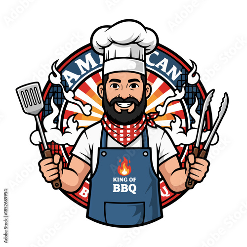 A commercial chef logo for a food business or restaurant that is easy to remember and aesthetic