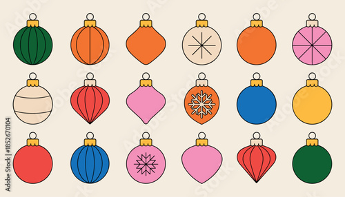 Photos Colorful christmas ornaments on cream background holiday