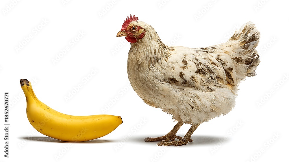 Fototapeta premium chicken with banana isolated on white background 