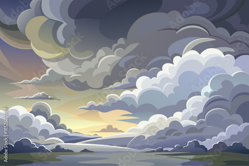 Dramatic Cloudy Sky with Atmospheric Weather Formations