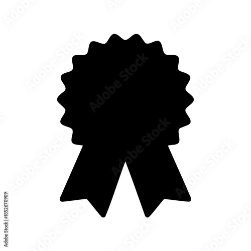 Simple black and white rosette award with two ribbons illustration vector