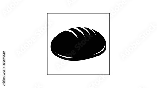 Minimalist black silhouette of a rustic bread loaf icon
