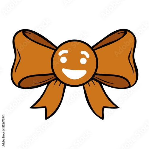 Dibujo sencillo con líneas de cabeza de hombre de pan de jengibre con lazo de cinta de regalo para tarjetas y felicitaciones de Navidad