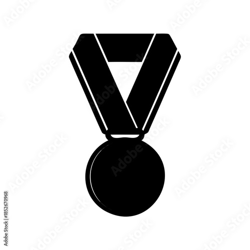 Black silhouette image of a classic medallion achievement reward and recognition