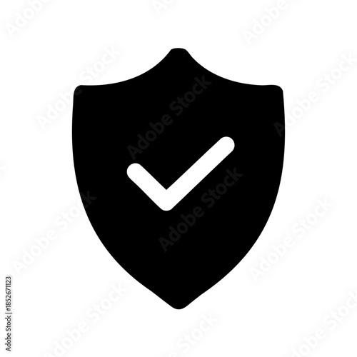 Security shield with a check mark indicating safety and approval