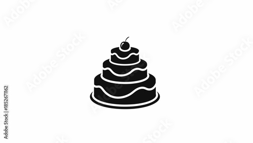 Three-tiered dessert cake with cherry on top