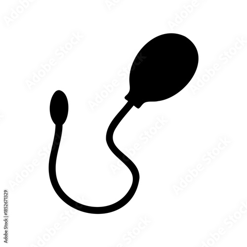 Silhouette of a black medical enema bulb with a flexible tube