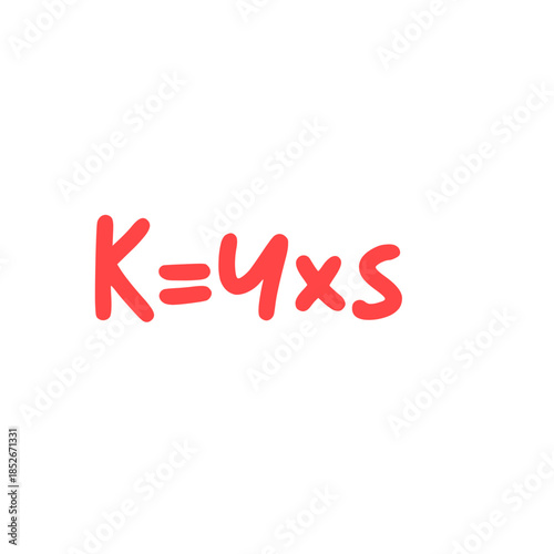 Cute handwritten perimeter formula icon, perfect for square lessons, worksheets, or illustrating clear, simple, and engaging math calculation designs.