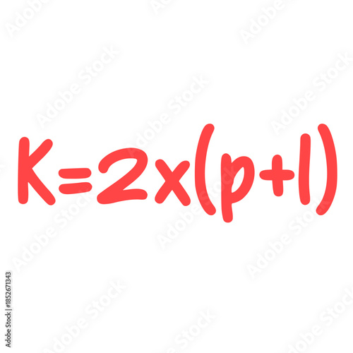 Cute handwritten perimeter formula icon, perfect for rectangle lessons, exercises, or illustrating fundamental, clear, and engaging geometric calculation designs.