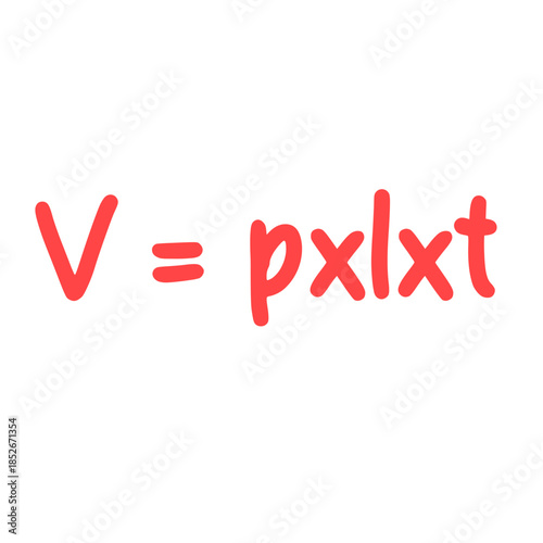 Cute handwritten volume formula icon, suitable for prism lessons, tutorials, or illustrating clear, simple, and engaging 3D calculation designs.