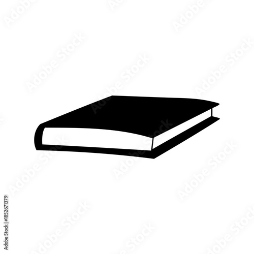 Simple black and white illustration of a closed book laying flat