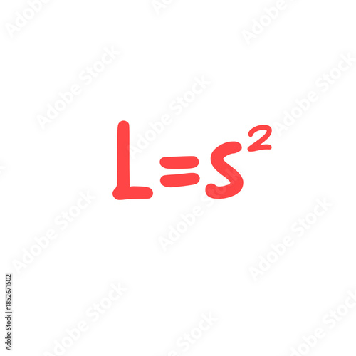 Cute handwritten area formula icon, suitable for math classes, exercises, or illustrating fundamental, clear, and engaging geometric calculation designs.