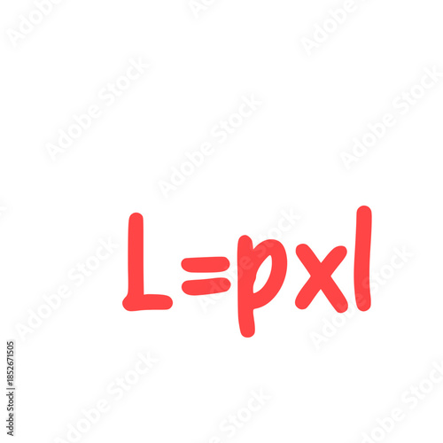 Cute handwritten perimeter formula icon, ideal for geometry lessons, worksheets, or illustrating basic, clear, and playful math calculation designs.