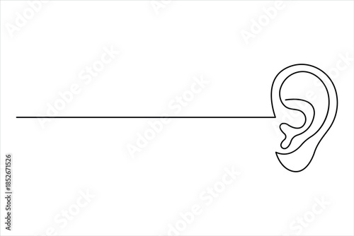 Human ear continuous one line drawing. World deaf day ear one line design vector illustration