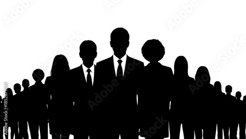 Business people silhouettes standing together as a team concept