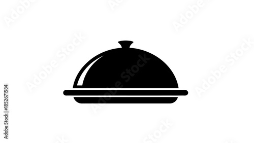 Black silhouette of a covered food platter or cloche icon
