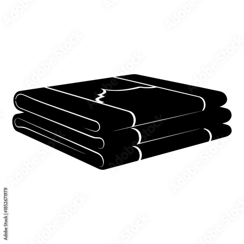 Minimalist folded blanket icon in black silhouette design.