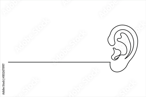 Human ear continuous one line drawing. World deaf day ear one line design vector illustration