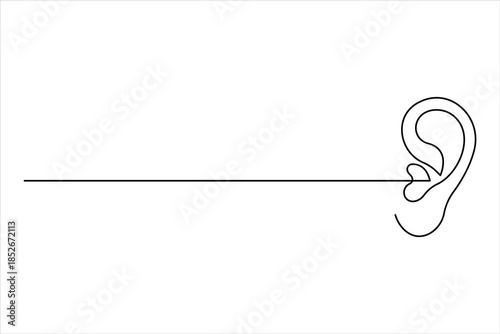Human ear continuous one line drawing. World deaf day ear one line design vector illustration