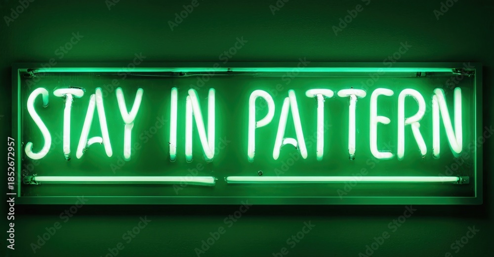 Fototapeta premium Bright green neon sign displays text. Rectangular shape, dark background creates contrast. Simple message, modern aesthetic.