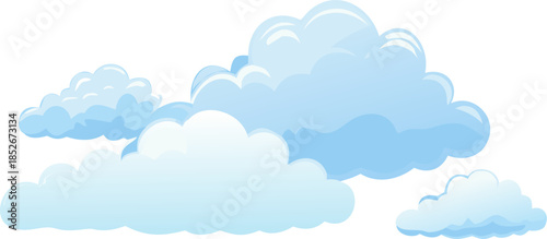 Fluffy White Cumulus Clouds in Clear Blue Sky