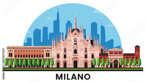 Iconic Milan cityscape featuring the Duomo Cathedral and modern skyscrapers, representing Italian culture and urban beauty