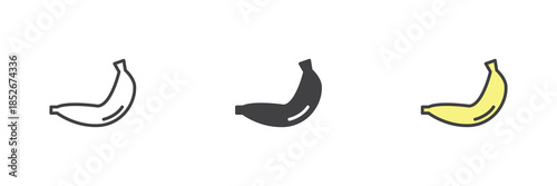 Banana line, solid and colorful different style icon set pack