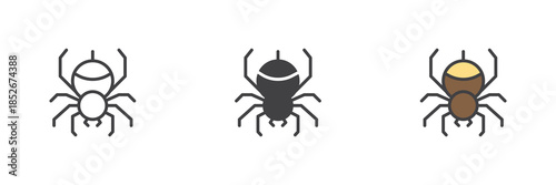 Spider line, solid and colorful different style icon set pack