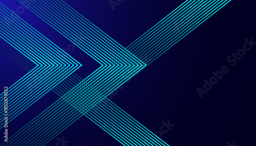 Abstract Neon Line Art Background with Modern Circular Wave Design. Futuristic Teal Glow Line Pattern on Dark Minimal Background.