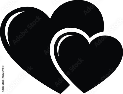 Black and white interlocking hearts silhouette Vector