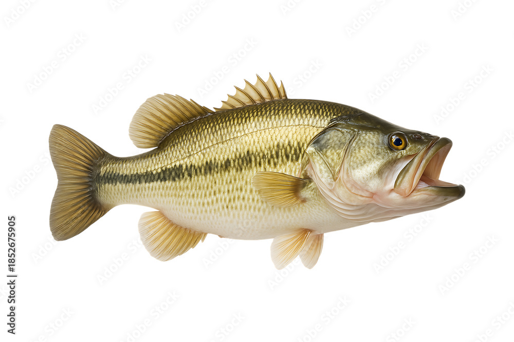 Fototapeta premium Majestic Largemouth Bass Displaying Detailed Scales Isolated on a Transparent Background