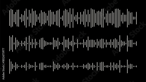 Template of equalizer symbols in color of the year 2026. Waveform patterns set. Voice message templates. Audio chat icon speech sound wave. Elements for mobile podcast, music player, messenger, online