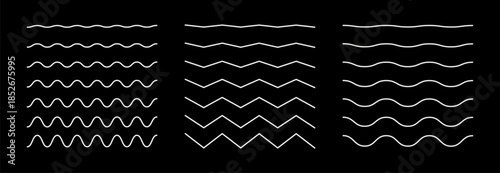 Vector zigzag and wavy horizontal underline. Waves line set in color of the year. Set of wavy lines. Wave ornament pattern. Wave thin line background.