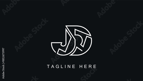 connected lining alphabet letter jd logo design