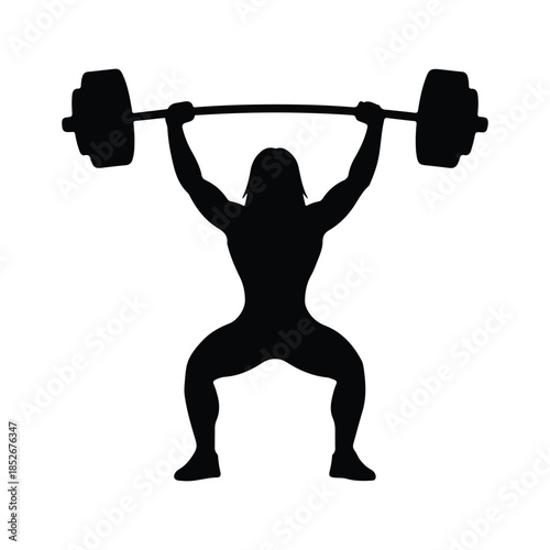 Black Woman Lifting Strength Bar Silhouette