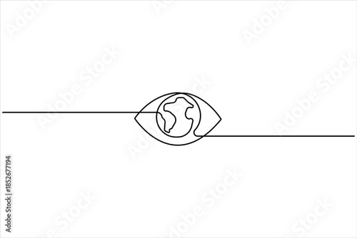 Human eye continuous one line drawing of design
