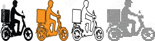 delivery riders on scooters in different styles