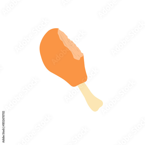 Illustration of a bitten chicken thigh. Flat design of a chicken thigh. Chicken meat