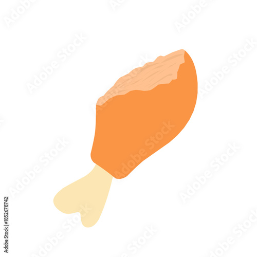 Illustration of a bitten chicken thigh. Flat design of a chicken thigh. Chicken meat