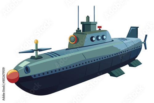 submarine on white background