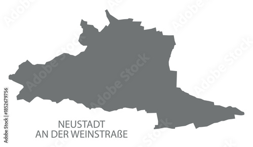 Neustadt an der Weinstraße city map with boroughs grey illustration silhouette shape