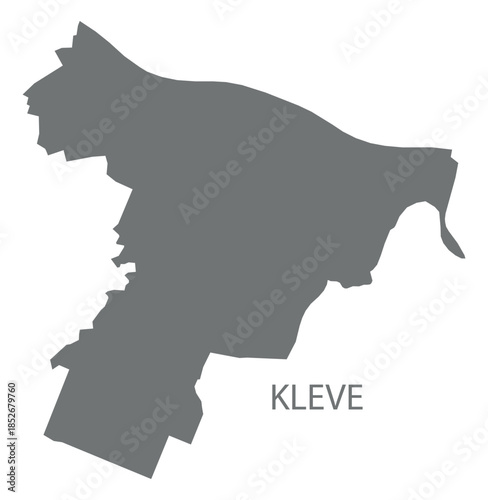 Kleve city map with boroughs grey illustration silhouette shape