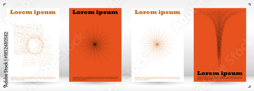 Set of Minimal Vector Poster Design with Circles and Wave Lines. Minimalistic Background with Motion Lines. Good for Business Template or Concert Brochure. Vintage Style.