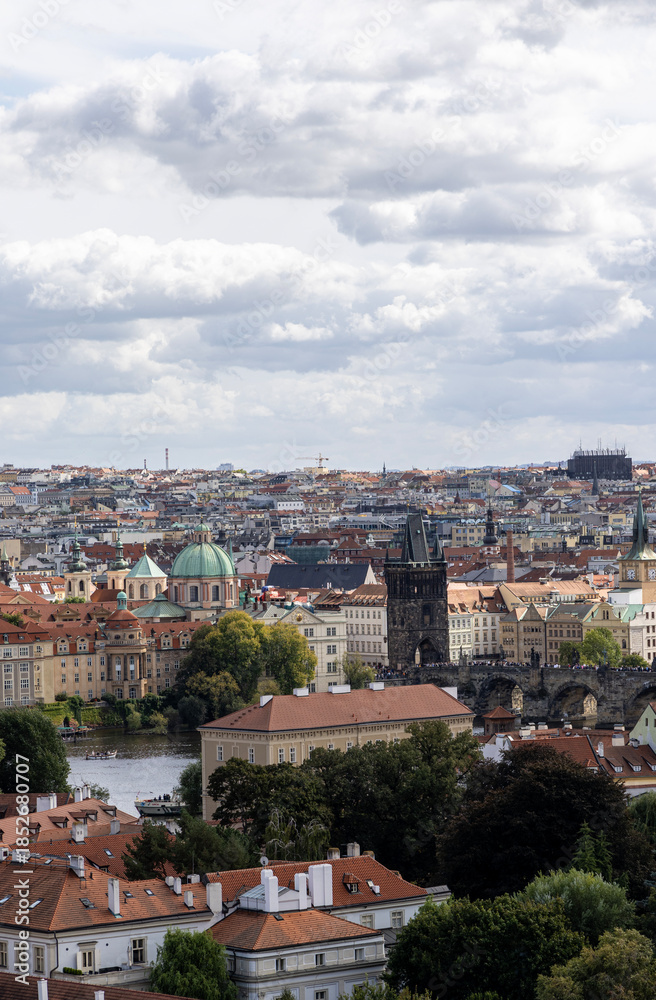 Fototapeta premium Prague cityscape. View of the city from above. Prague, Czech Republic.