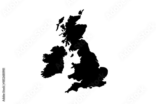 Detailed vector illustration of a United Kingdom map featuring the national flag with country outlines for England, Scotland, Wales, and Northern Ireland isolated on a white background