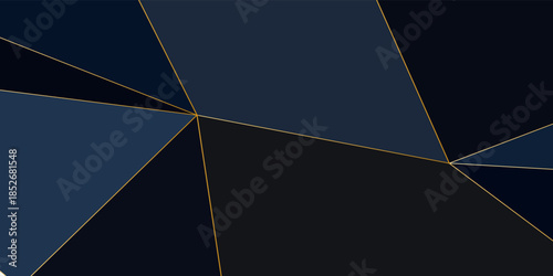 Black dark Premium background with luxury polygonal pattern and gold triangle lines. Low poly gradient shapes luxury gold lines vector. Black Friday background, premium triangle polygons design