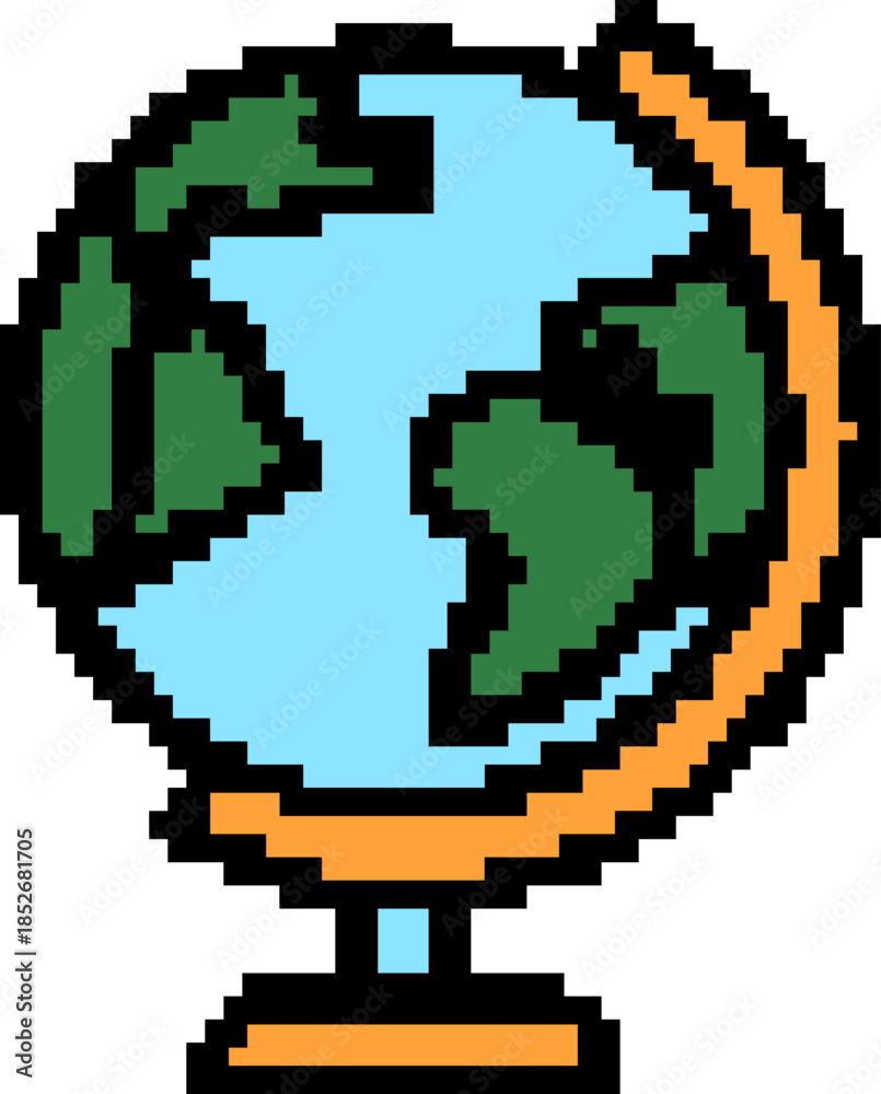 Fototapeta premium Vibrant pixelated globe on stand