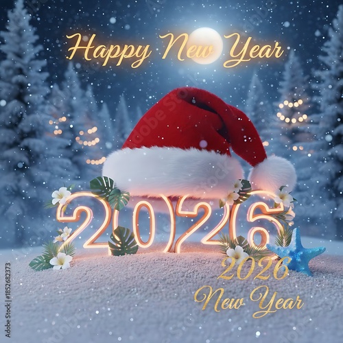 christmas card with snowman happy new year