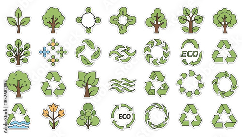 Eco-Friendly Green Icons Sustainable and Natural Design Elements